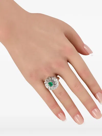 Pre-owned Lb Exclusive Emerald And Diamond Ring In Gold
