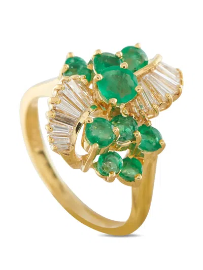 Pre-owned Lb Exclusive Emerald And Diamond Ring In Gold