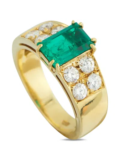 Pre-owned Lb Exclusive Emerald And Diamond Ring In Gold