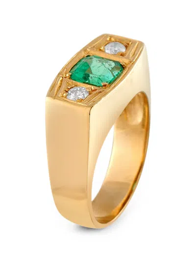 Pre-owned Lb Exclusive Emerald And Diamond Ring In Gold