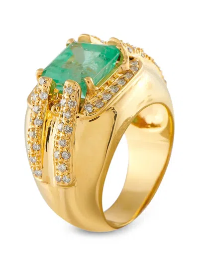 Pre-owned Lb Exclusive Emerald And Diamond Ring In Gold