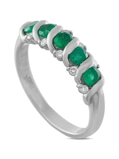 Pre-owned Lb Exclusive Emerald And Diamond Ring In Silver