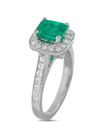 Pre-owned Lb Exclusive Emerald And Diamond Ring In Silver