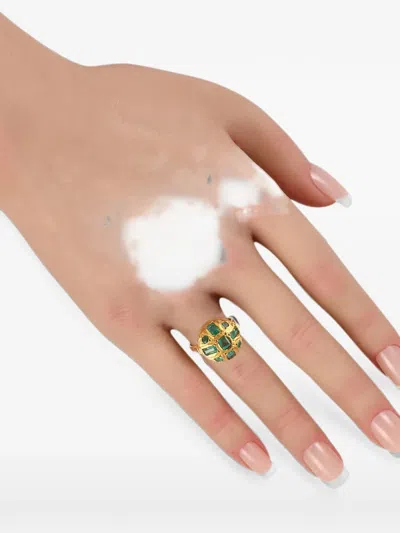 Pre-owned Lb Exclusive Emerald Dome Ring In Gold