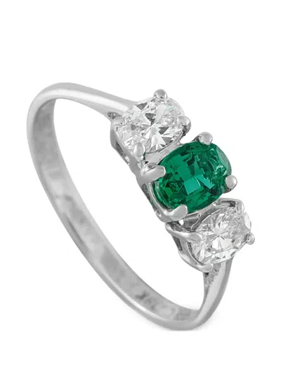 Pre-owned Lb Exclusive Emerald Lab-grown Diamond Ring In Silver