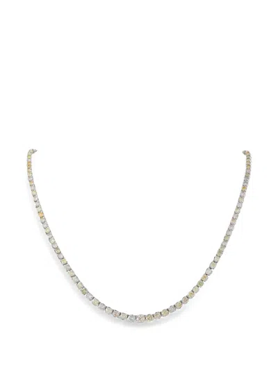 Pre-owned Lb Exclusive Fancy Diamond Tennis Necklace In Silver
