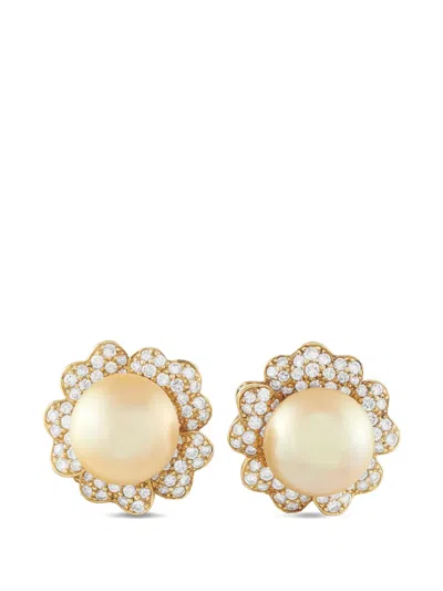 Pre-owned Lb Exclusive Flower-shape Earrings In Gold