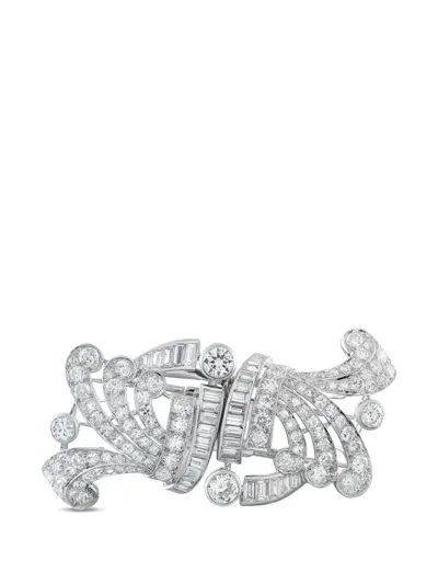Pre-owned Lb Exclusive French Diamond Embellished Brooch In Silver
