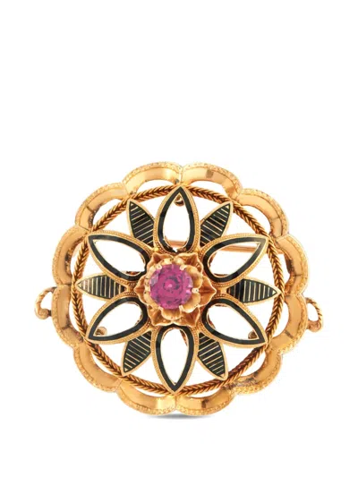 Pre-owned Lb Exclusive French Wreath Garnet Brooch In Pink