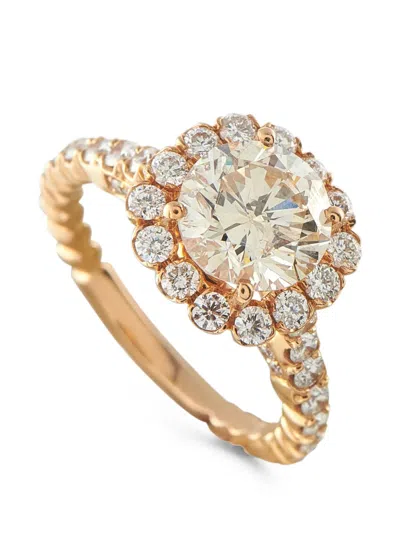 Pre-owned Lb Exclusive Halo Diamond Ring In Pink
