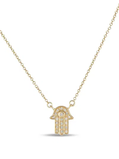 Pre-owned Lb Exclusive Hamsa 14k Gold Diamond Necklace