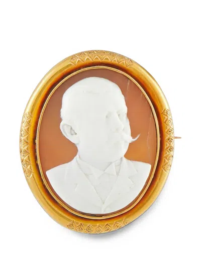 Pre-owned Lb Exclusive Hardshell Cameo Brooch In Gold