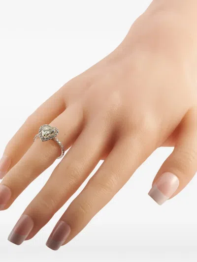 Pre-owned Lb Exclusive Heart-cut Diamond Ring In Silver