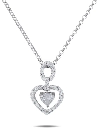 Pre-owned Lb Exclusive Heart-pendant Diamond Necklace In Silver