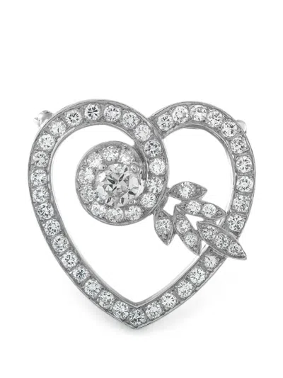 Pre-owned Lb Exclusive Heart-shape Diamond Brooch In 银色