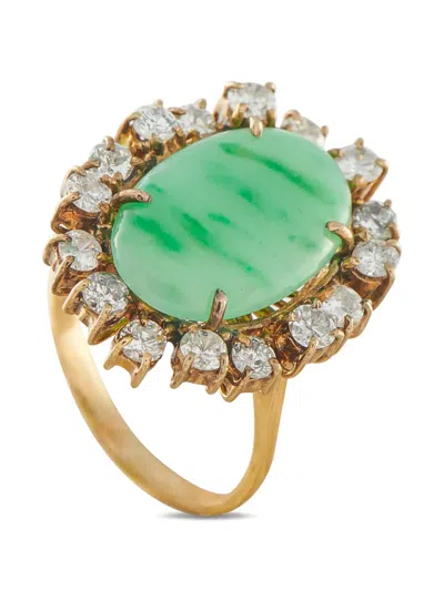 Pre-owned Lb Exclusive Jade And Diamond Ring In Gold