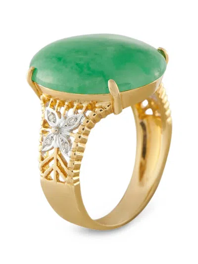 Pre-owned Lb Exclusive Jade And Diamond Ring In Gold