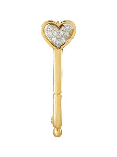 Pre-owned Lb Exclusive Key-motif Diamond Brooch In Gold