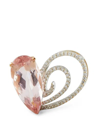 Pre-owned Lb Exclusive Kunzite And Diamond Heart Pendant In Gold