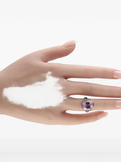 Pre-owned Lb Exclusive Kunzite And Diamond Ring In Silver