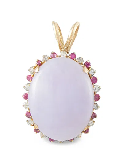 Pre-owned Lb Exclusive Lavender Jade Ruby And Diamond Pendant In Gold