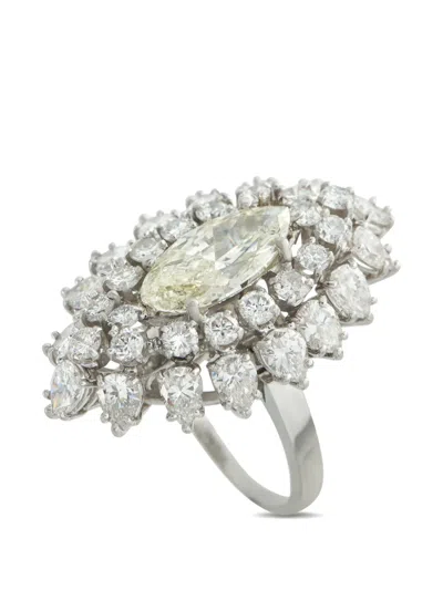 Pre-owned Lb Exclusive Marquise-cut Diamond Embellished Ring In Silver
