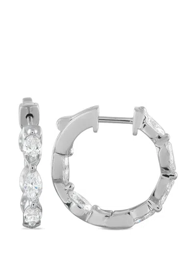 Pre-owned Lb Exclusive Marquise-cut Diamond Hoop Earrings In Silver