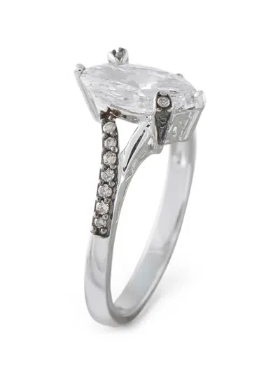 Pre-owned Lb Exclusive Marquise-cut Diamond Ring In Silver