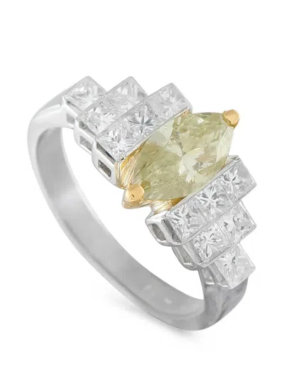 Pre-owned Lb Exclusive Marquise-cut Diamond Ring In Silver