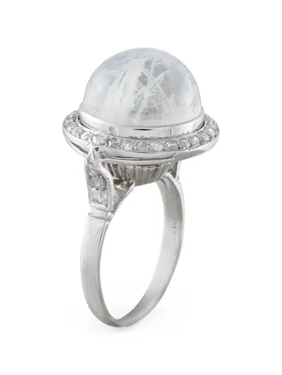 Pre-owned Lb Exclusive Moonstone And Diamond Ring In 银色