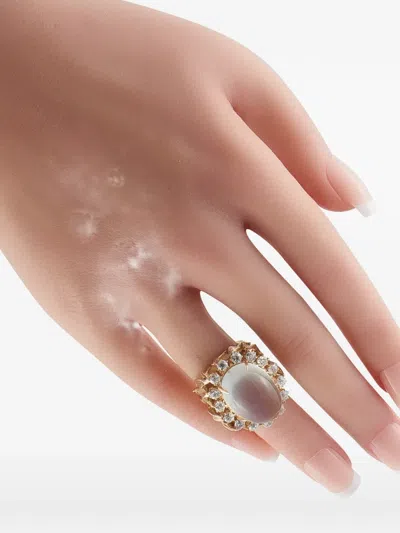 Pre-owned Lb Exclusive Moonstone Diamond Ring In Gold