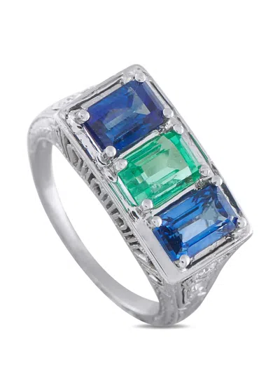 Pre-owned Lb Exclusive Multi-stone Cocktail Ring In Silver