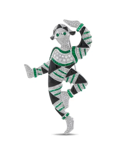 Pre-owned Lb Exclusive Multi-stone Harlequin Brooch In Silver