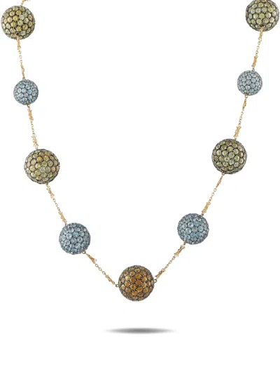 Pre-owned Lb Exclusive Multi-stone Orb-embellished Necklace In Gold