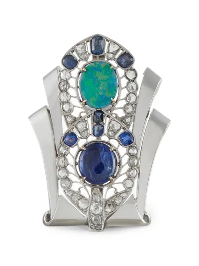 Pre-owned Lb Exclusive Multi-stone Brooch In 银色
