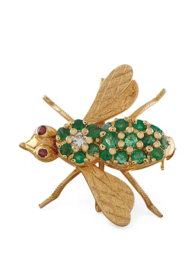 Pre-owned Lb Exclusive Multi-stone Bug Brooch In Gold