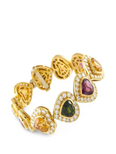 Pre-owned Lb Exclusive Multi-stone Heart Bracelet In Gold