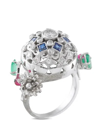 Pre-owned Lb Exclusive Multi-stone Ring In Silver