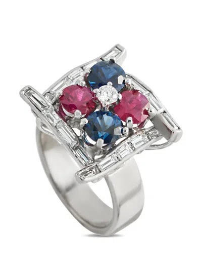 Pre-owned Lb Exclusive Multi-stone Ring In Silver