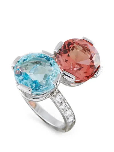 Pre-owned Lb Exclusive Multi-stone Ring In Silver