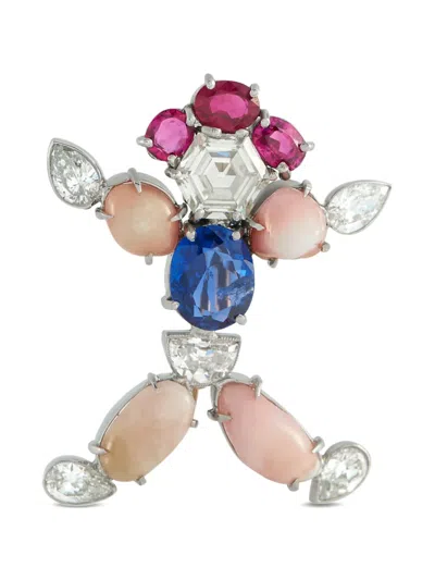 Pre-owned Lb Exclusive Multi-stones Brooch In Silver