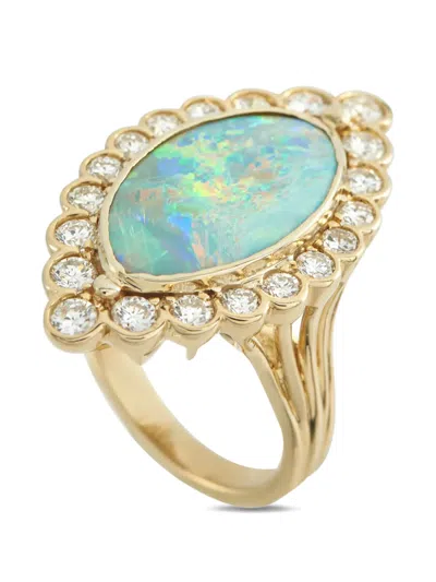 Pre-owned Lb Exclusive Opal And Diamond Ring In Gold