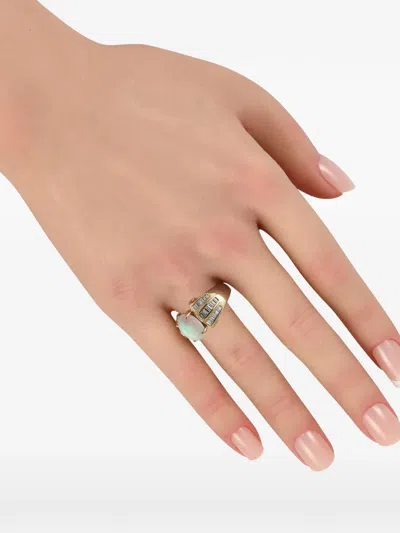 Pre-owned Lb Exclusive Opal And Diamond Ring In Gold