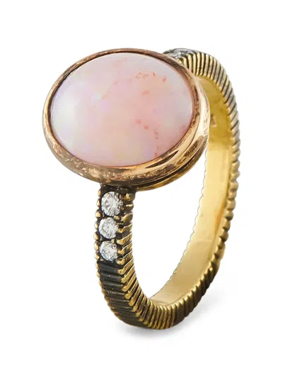 Pre-owned Lb Exclusive Opal And Diamond Ring In Gold