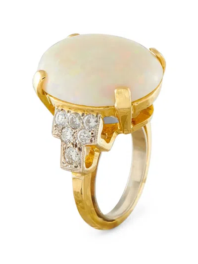 Pre-owned Lb Exclusive Opal And Diamond Ring In Gold