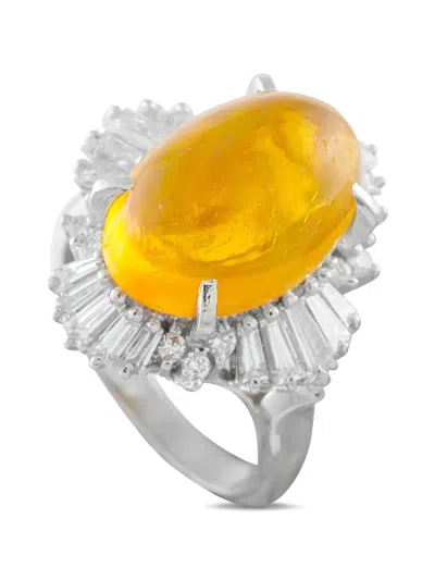 Pre-owned Lb Exclusive Opal And Diamond Ring In Silver