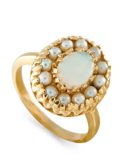 Pre-owned Lb Exclusive Opal And Pearl Ring In Gold