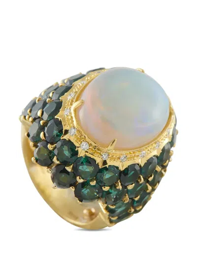Pre-owned Lb Exclusive Opal And Tourmaline Ring In Gold