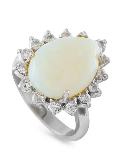 Pre-owned Lb Exclusive Opal Diamond Ring In Silver
