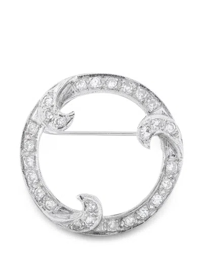 Pre-owned Lb Exclusive Open-circle Diamond Brooch In Silver
